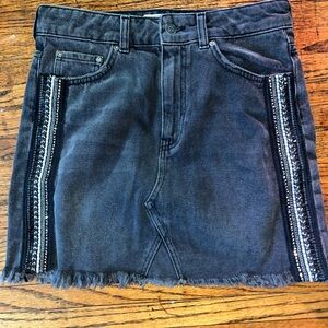 Free People Denim Skirt with Beading Detail